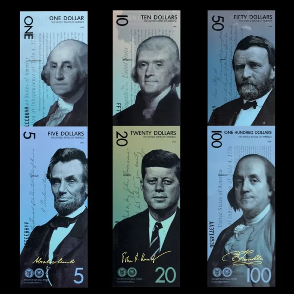 American Famous Peoples 1, 5, 10, 20, 50, and 100 Dollars - Uncurrency Paper Banknotes set (6notes)